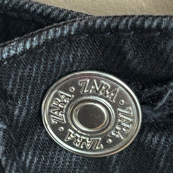 Zara Factory Distressed Shorts 5-Pocket Denim Dungaree Black High-Rise Branded - Picture 9 of 12